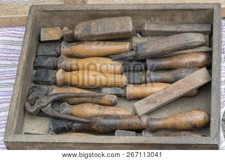 The Old Tool In The Wooden Box
