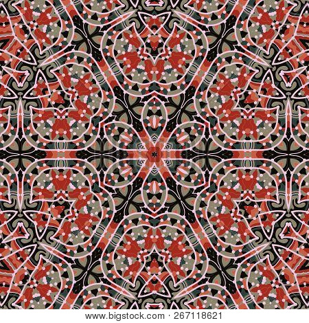 Seamless Vintage Mandala Wallpaper. Vector Ornament For Fabric Textile.