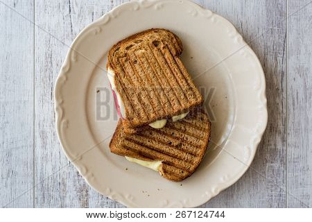 Turkish Toast (tost) With Melted Cheese And Salami