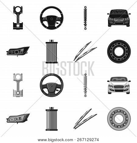 Isolated Object Of Auto And Part Logo. Set Of Auto And Car Vector Icon For Stock.