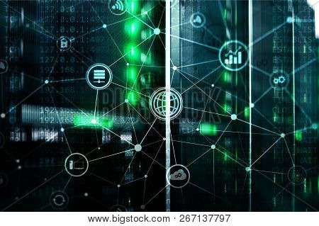 Ict - Information And Telecommunication Technology And Iot - Internet Of Things Concepts. Diagrams W