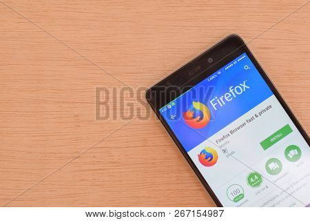 Bekasi, West Java, Indonesia. November 6, 2018 : Firefox Browser Fast & Private Dev App On Smartphon