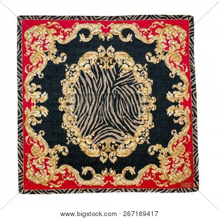 GOMEL, BELARUS - MAY 31, 2018: Handkerchief Gianfranco Ferre. Gianfranco Ferre is an Italian fashion house, founded in 1974. 