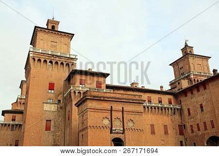 Ancient Medieval Castle Called Castello Estense In Italian Language