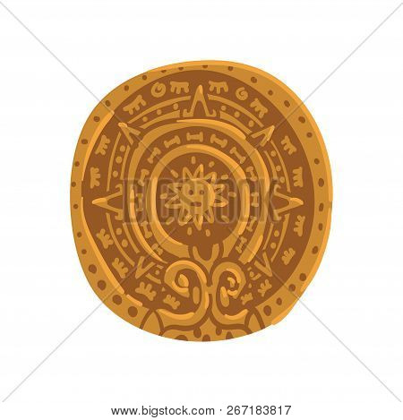 Mayan Calendar, Maya Civilization Symbol, American Tribal Culture Element Vector Illustration On A W