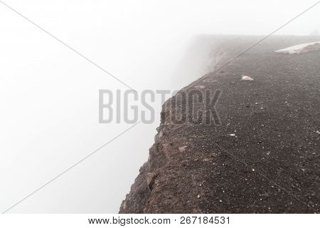 Misty Mysterious Rim Of Telica Volcano Crater, Nicaragua