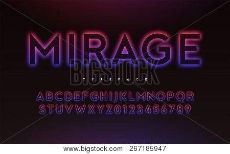 Vector Trendy Neon Light Or Eclipse Style Glowing Font Design