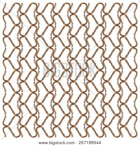 Common earthworm viewed from up high, Lumbricus terrestris, in repeated pattern, in front of white background