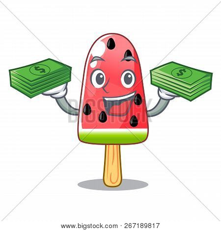 With Money Red Watermelon Ice Cream Cartoon Shaped