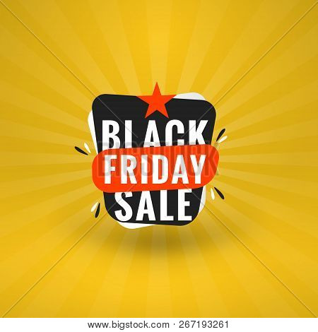 Black Friday Sale Sticker. Discount Banner. Special Offer Sale Tag. Red And Black Color Theme. Vecto