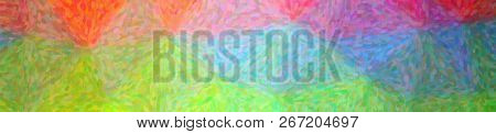 Illustration Of Green, Blue And Red Impressionist Pointlilism Background, Abstract Paint