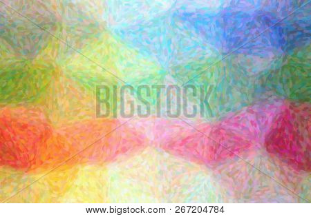 Illustration Of Green, Blue, Yellow And Red  Impressionist Pointlilism Paint Background, Digitally G