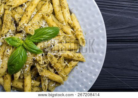 Italian Penne Pasta With Sauce Pesto