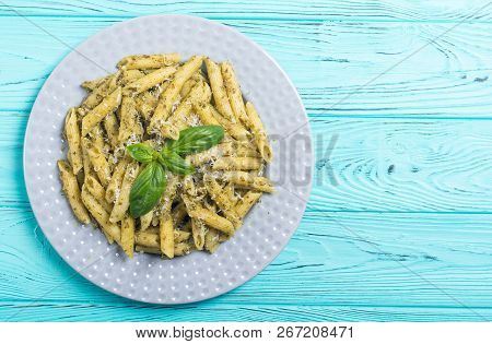 Italian Penne Pasta With Sauce Pesto