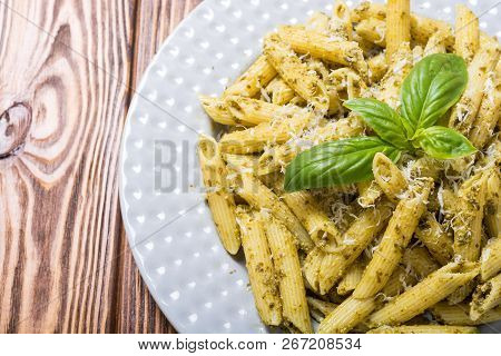 Italian Penne Pasta With Sauce Pesto