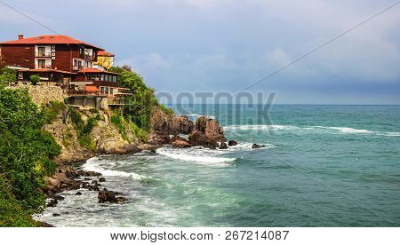 Sozopol, Bulgaria - 3 May, 2016. Lonely House By The Sea. Picture Taken After The Storm.