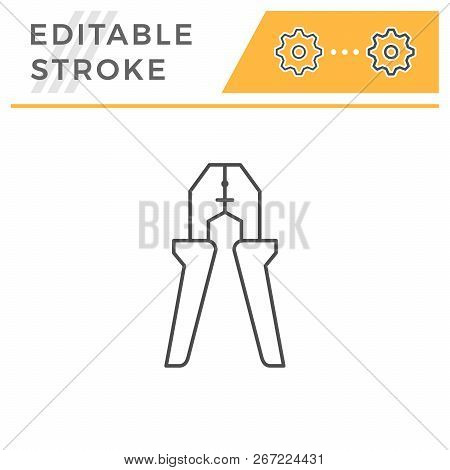 Wire Strippers Line Icon Isolated On White. Editable Stroke. Vector Illustration