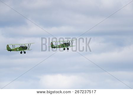 Soviet Single-engine Biplane Policarpov Po-2 Or U-2 At An Air Show In Mochishche