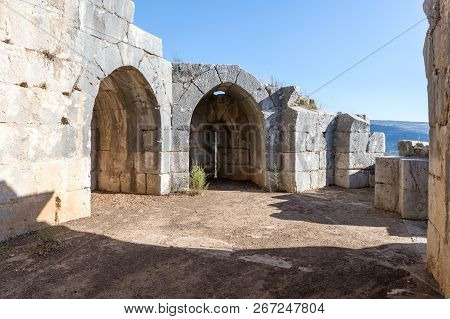 The Inner Part Of The Destroyed Corner Tower In Nimrod Fortress Located In Upper Galilee In Northern