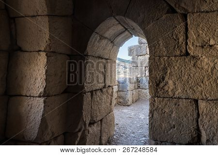 Passage Through The Fortress Wall In Nimrod Fortress Located In Upper Galilee In Northern Israel On 