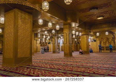 Sharm-el-sheikh, Egypt - October 16, 2018 Muslims Prayers In Sahaba Mosque, Sharm-el-sheikh