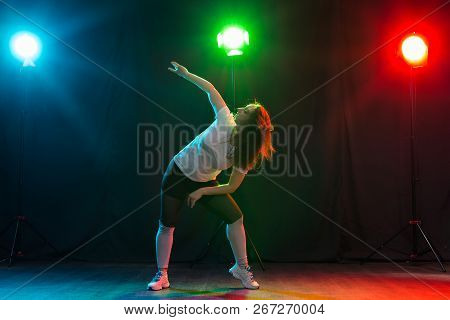 Hip-hop, Jazz-funk, Tecktonik, Waacking, Trance And Street Dances Concept - Pretty Woman Dancing Jaz
