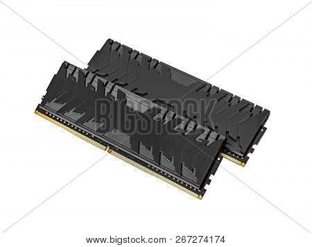 Ram Ddr4 Memory Modules Isolated On White Background.