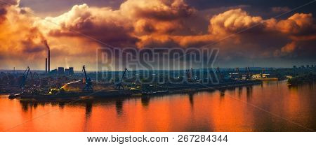 Pollution Over The City, Ruse City, Danube River, Bulgaria