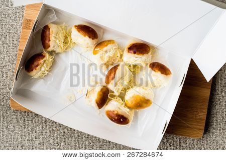 Turkish Sacakli Sakalli Or Mini Cheese Sandwich Turkish Fast Food Concept.