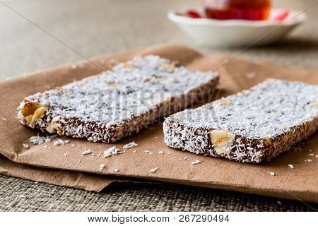 Turkish Dessert Cezerye With Walnut, Coconut Powder And Tea