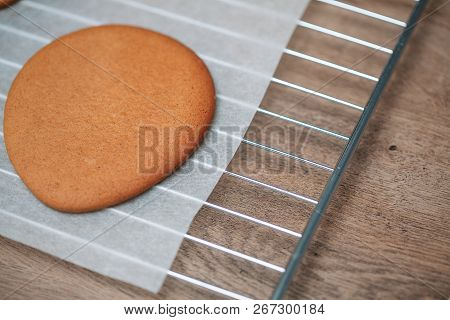 Baking Tray With Christmas Raw Cookies Close Up