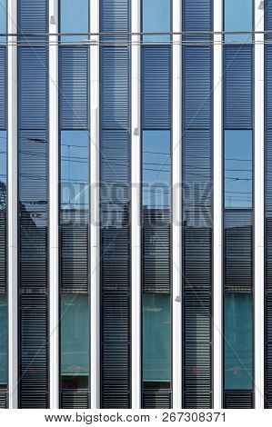 Modern Business Center Wall With Glass. Texture.