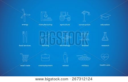 Vector Industry Infographic Template. Color Icon Set Design For Your Illustration Or Firm Presentati