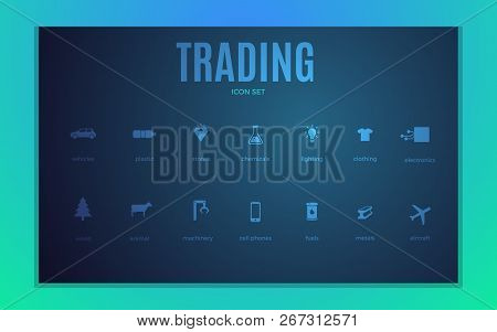 Vector Trading Infographic Template. Color Icon Set Design For Your Illustration Or Firm Presentatio
