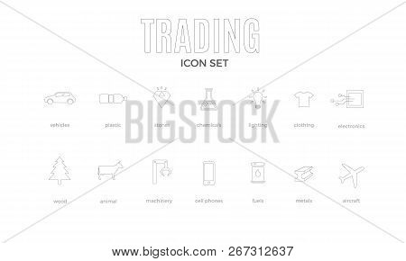 Vector Trading Infographic Template. Color Icon Set Design For Your Illustration Or Firm Presentatio