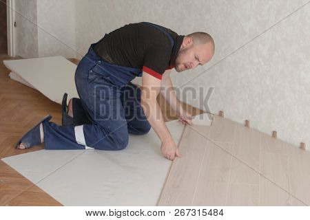 Installation, Installation, Installation Of Laminate Strips Over Old Linoleum With A Substrate. Repa