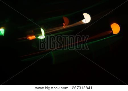 Lens Flare Creative Background, Motion Blurred Bokeh, Nightlight Concept