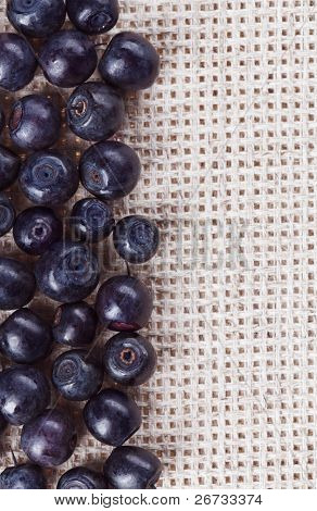 Gri keten masa örtüsü ile kopya alanı tasarım hazır üzerinde birçok bilberry meyve