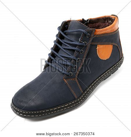 Stylish Causal Man Shoe On White Background.