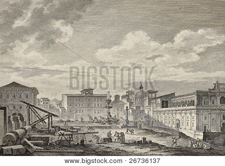 San Giovanni di Malta Kilisesi, Messina, İtalya-mekân bakış. Desprez ve Berthault, publ 