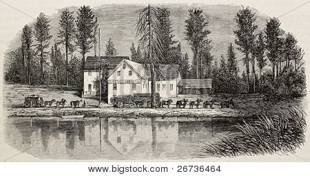 Antikke illustration af Crystal lake, det sydlige Californien. Oprindelige, som er oprettet af Blanchard, blev publ