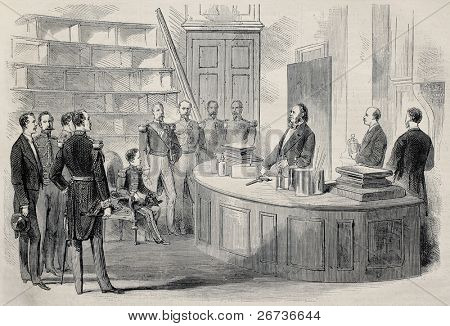 Prens imparatorluk Eugene Louis Napoleon Polyt kimya laboratuvar ziyaret Bonaparte eski illüstrasyon