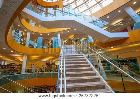 Liverpool, Uk - May 16 2018: Liverpool Central Library Designed By John Grey Weightman Completed In