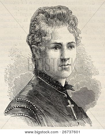 alte eingraviert Porträt von Prinzessin Friederike von Hannover. erstellt von Chenu, veröffentlicht auf l'illustratio