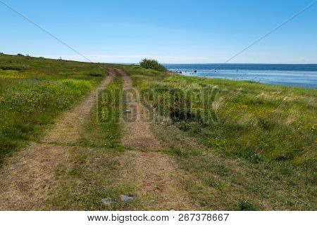 Rural Road - The Gauge Goes Along The White Sea On Anzersky Island