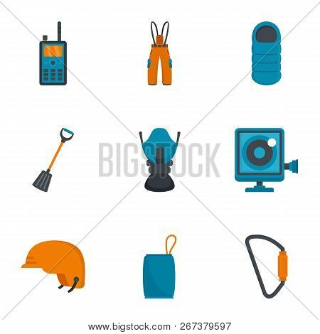 Climbing Travel Icon Set. Flat Set Of 9 Climbing Travel Icons For Web Design