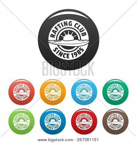 Rafting Club Icons Set 9 Color Isolated On White For Any Design