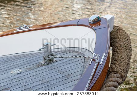Bow Of A Sailboat With Boat Bitt