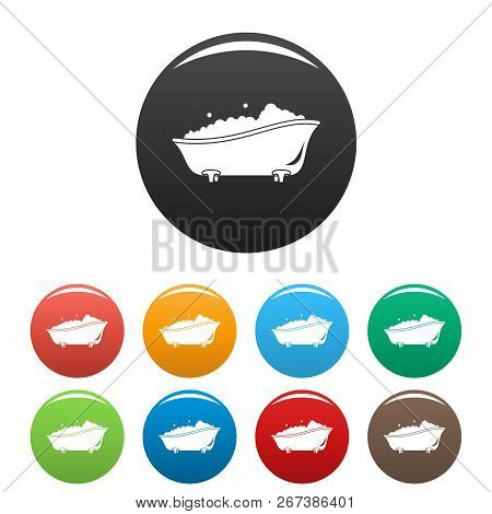 Bubblebath Bathtube Icons Set 9 Color Isolated On White For Any Design