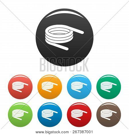 Short Spring Coil Icons Set 9 Color Isolated On White For Any Design
